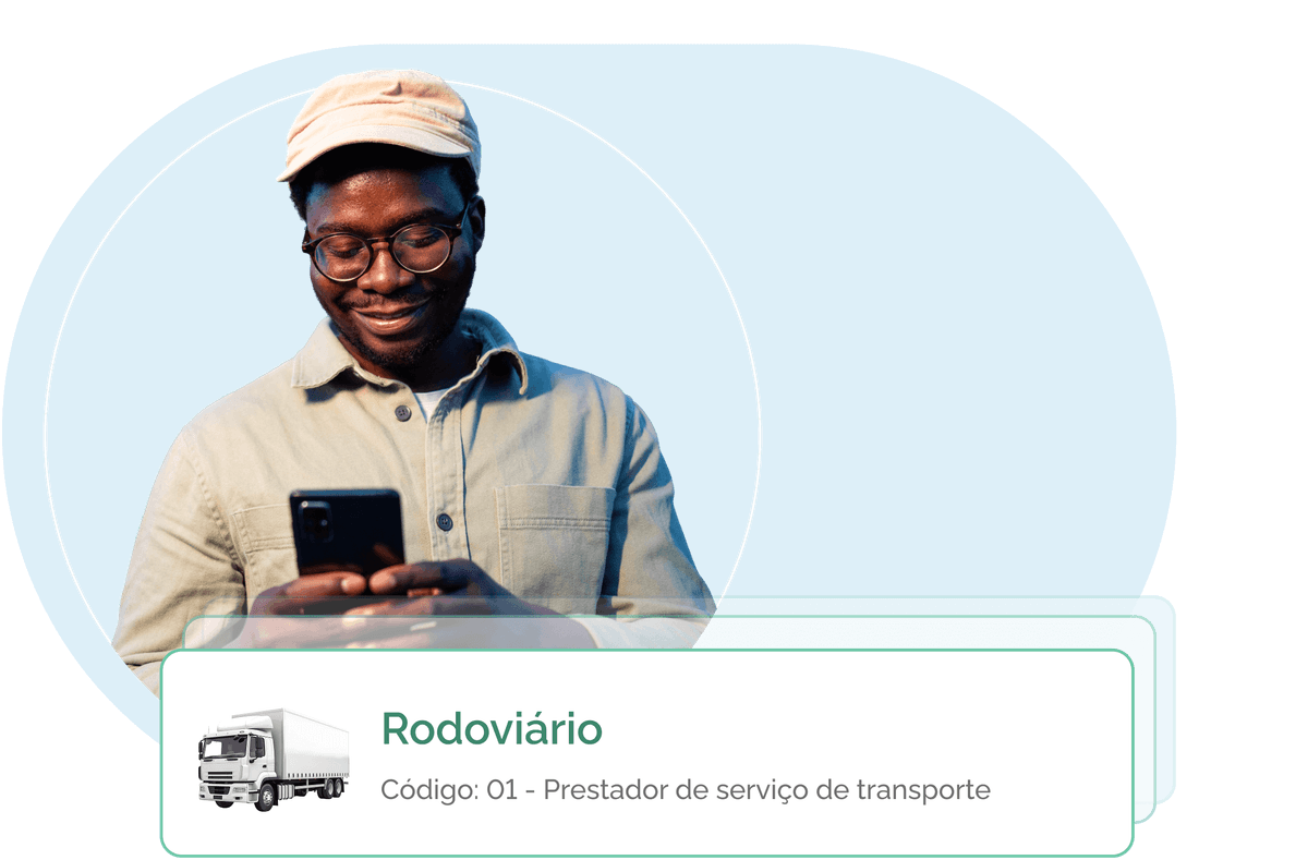 Funcionário emitindo um CTe pelo aplicativo MEI