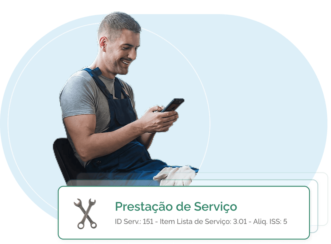 Funcionário emitindo uma NFSe pelo aplicativo MEI