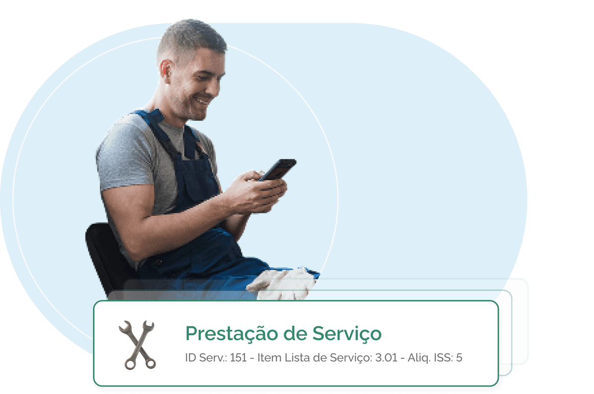 Funcionário emitindo uma NFSe pelo aplicativo MEI